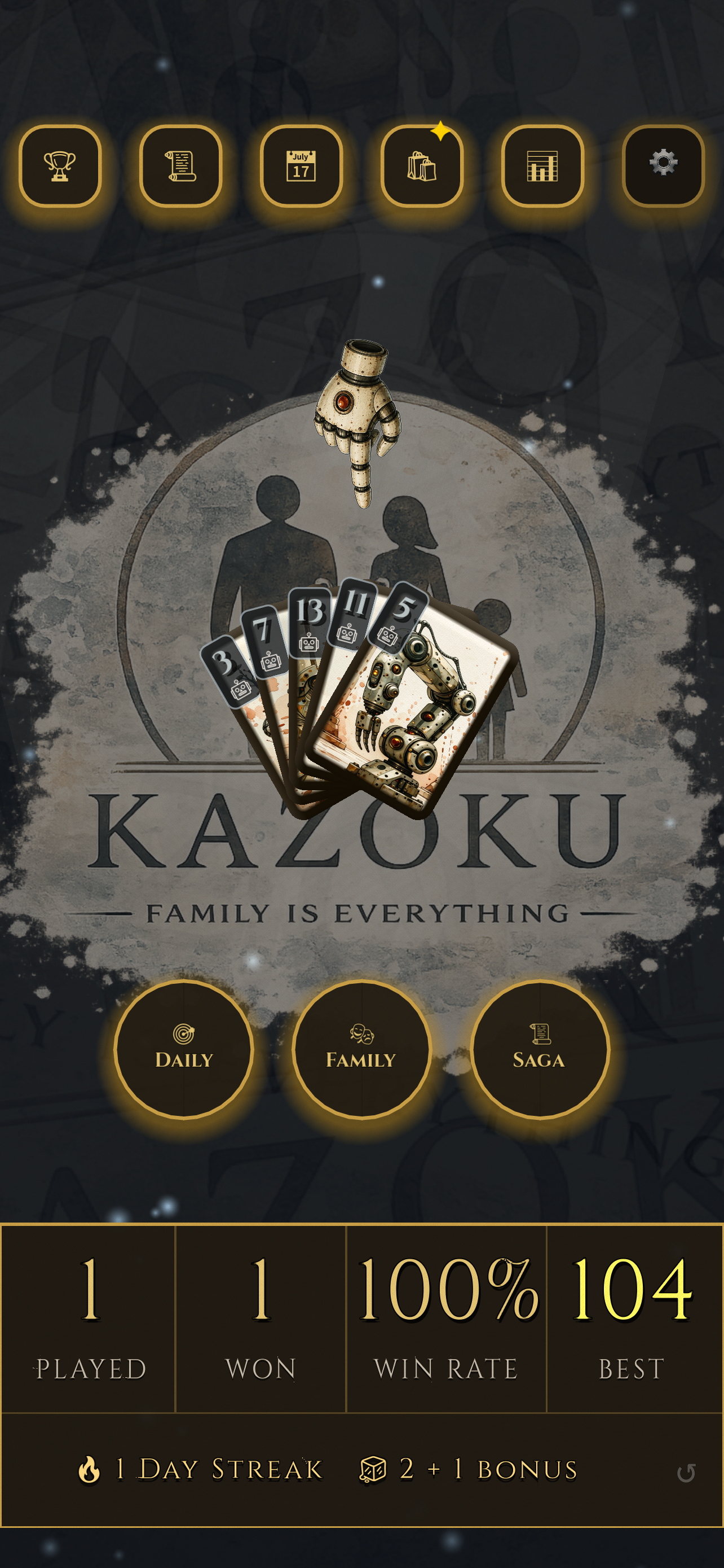 Kazoku main menu